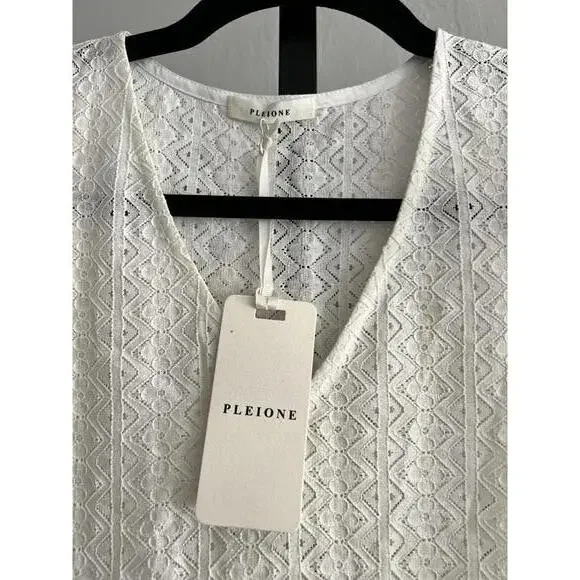 Anthropologie Pleione Women's White Lace Top with Ruffle Sleeves -  Small - Picture 3 of 5